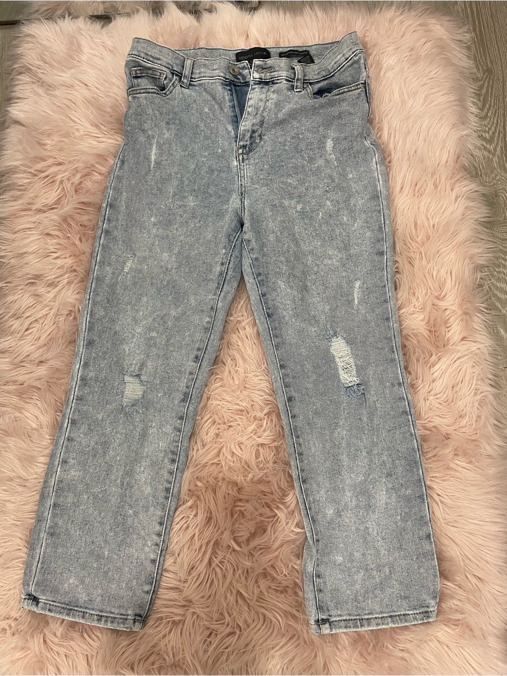 Kendall & Kylie Acid Wash Light Blue Cropped Jeans
